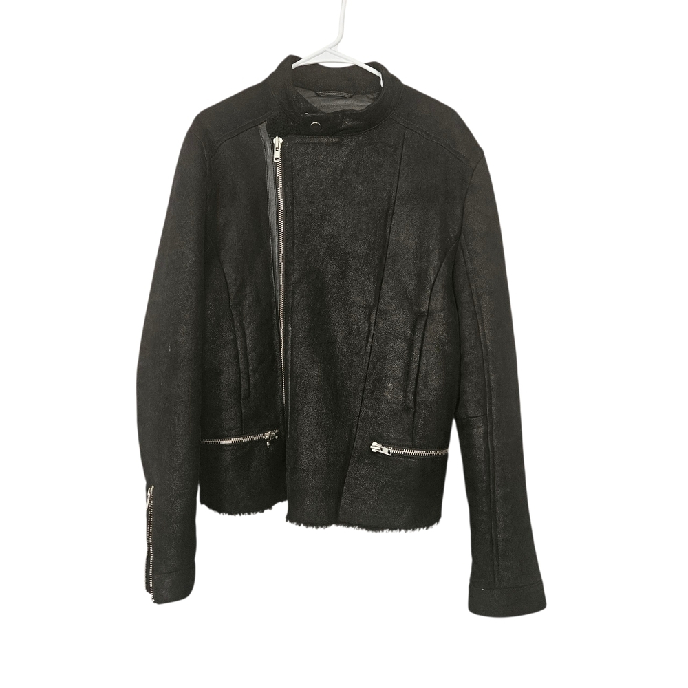 Avelon 100% Sherpa Aviator Moto Black Jacket Size 48/ XL